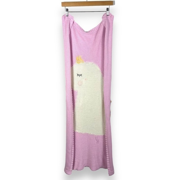 Handmade Unicorn 3D Knit Daycare School Naptime Blanket, Pink, Size 48x25 inches - Picture 10 of 10